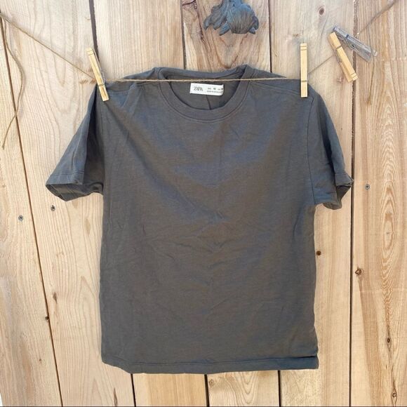 Zara kids khaki cotton short sleeve T-shirt size 10 - Picture 1 of 5